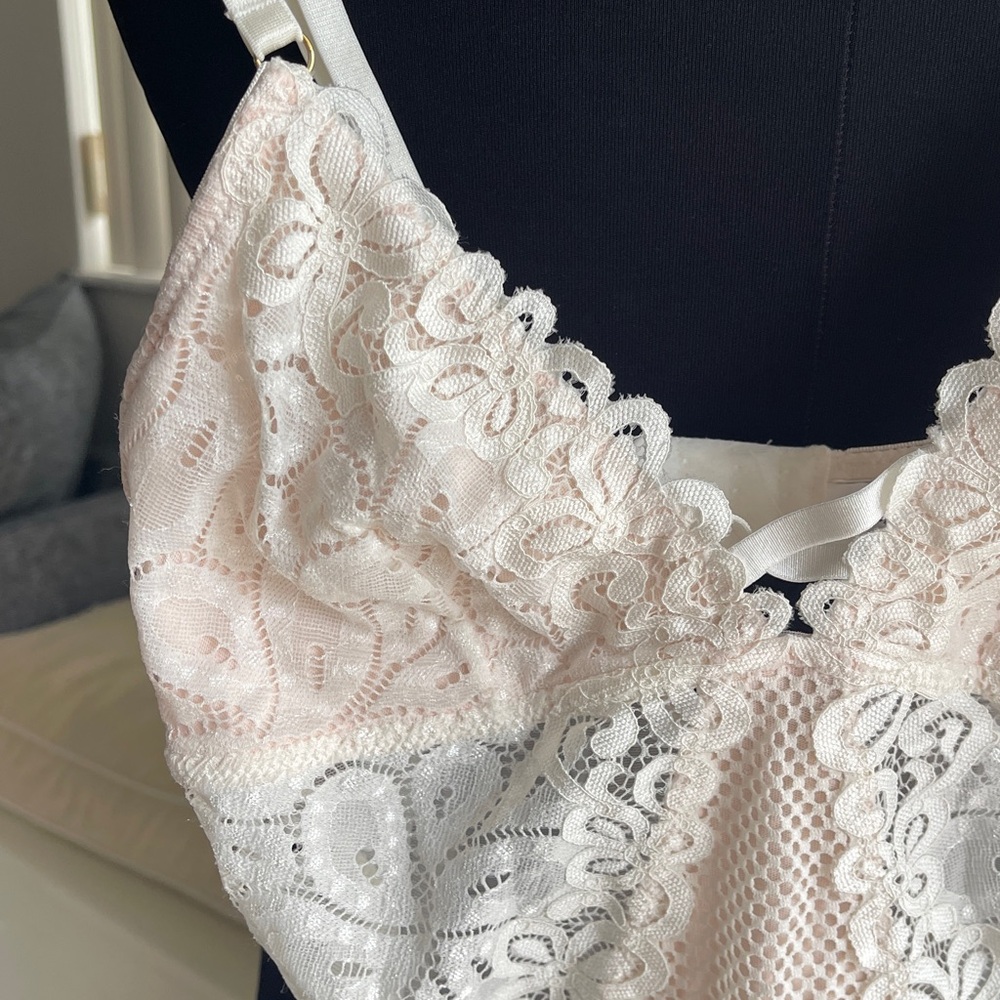 Secret Possessions cream Lace pink lined teddy M - Picture 2 of 6